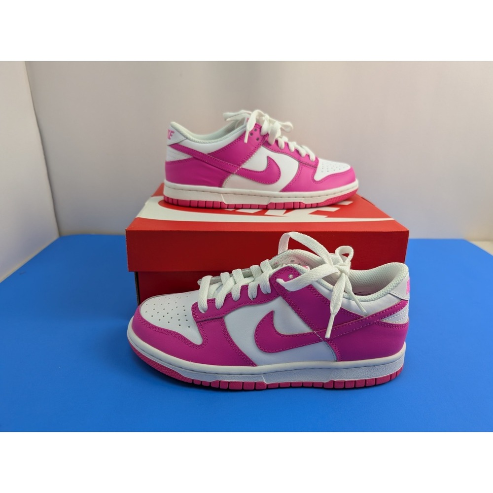 Nike Dunk Low GS White Laser Fuchsia FB9109-102 Size 4.5Y 6W Sneaker